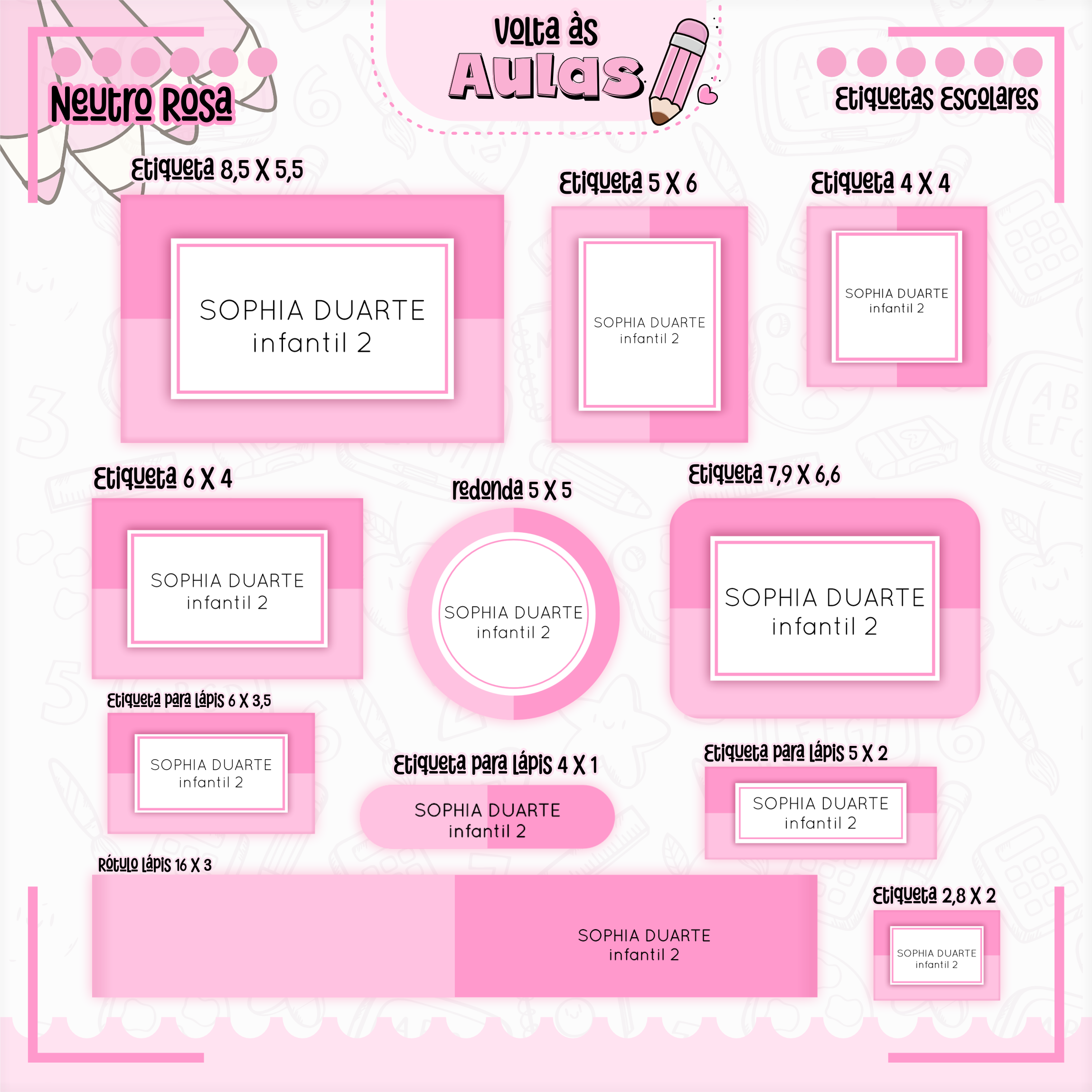 Arquivo Encadernação Kit Escolar Neutro Rosa - Lina Criativa 3