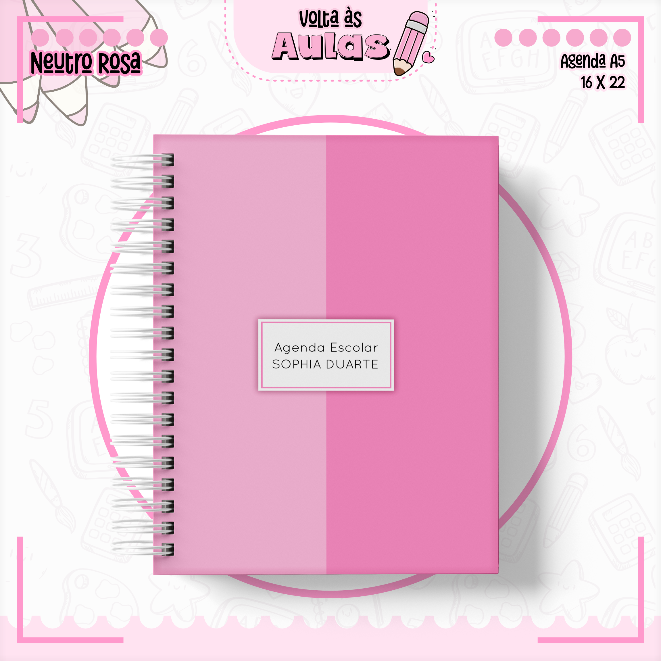 Arquivo Encadernação Kit Escolar Neutro Rosa - Lina Criativa 11