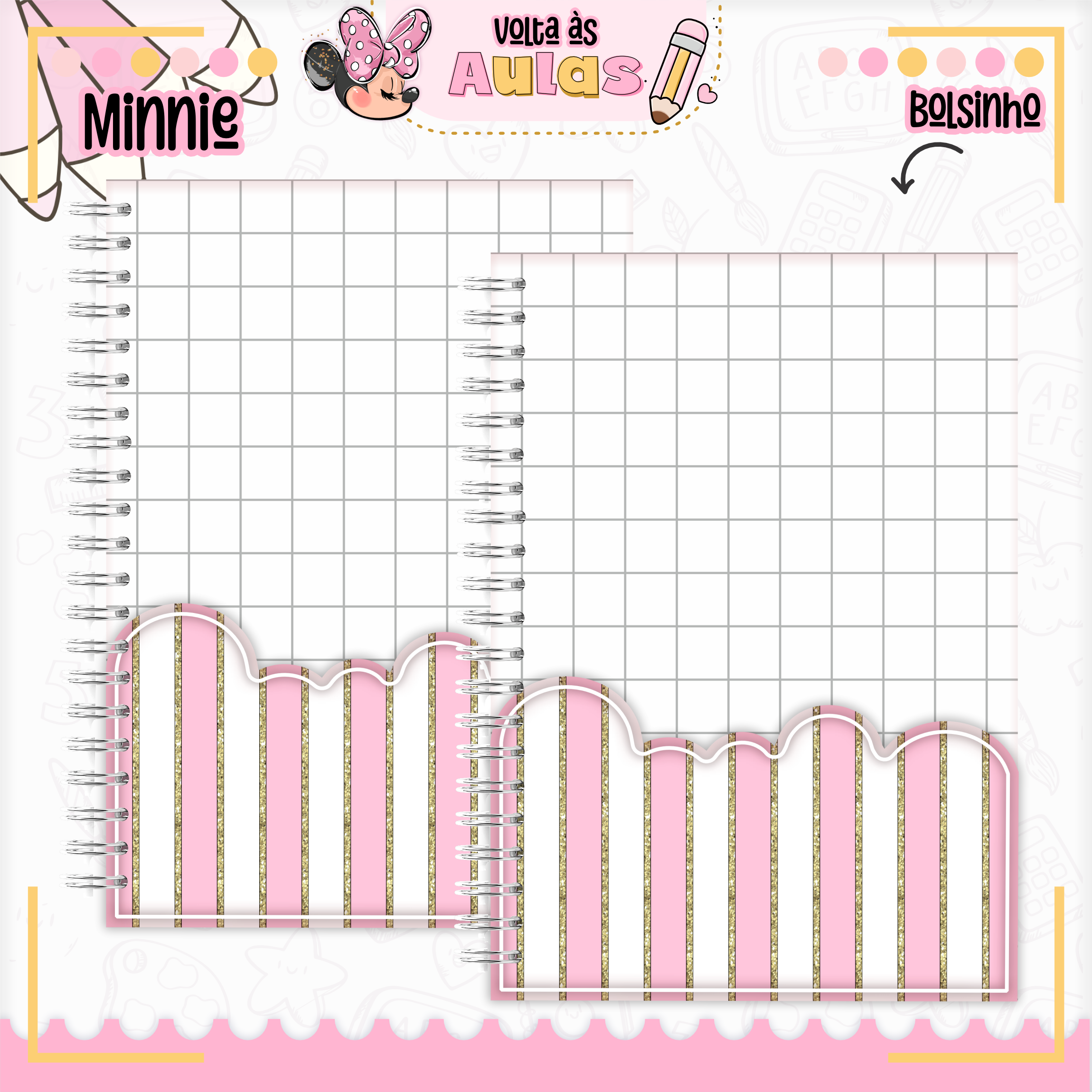 Arquivo Encadernação Kit Escolar Minnie Rosa - Lina Criativa 10
