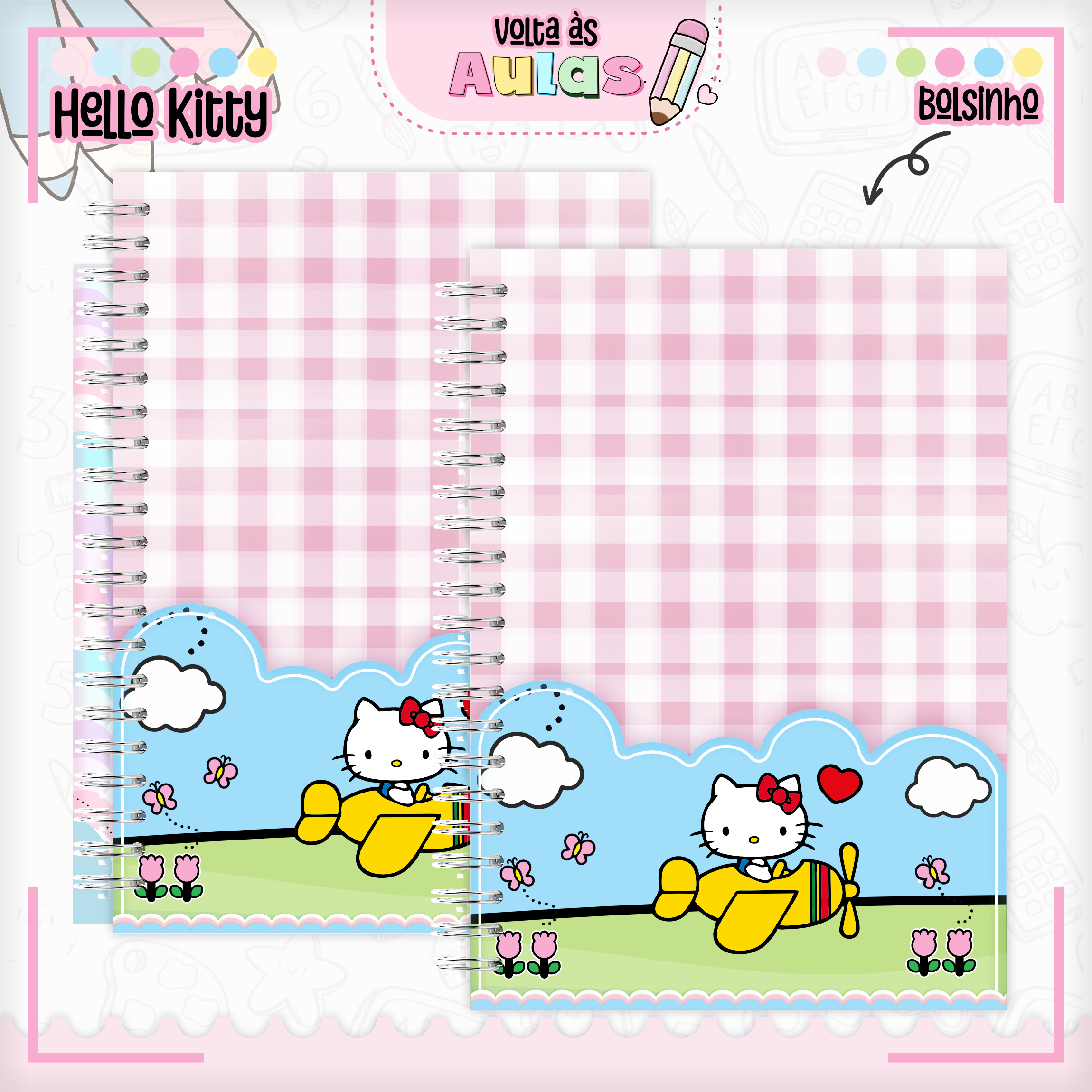 Arquivo Encadernação Kit Escolar Hello Kitty - Lina Criativa 4