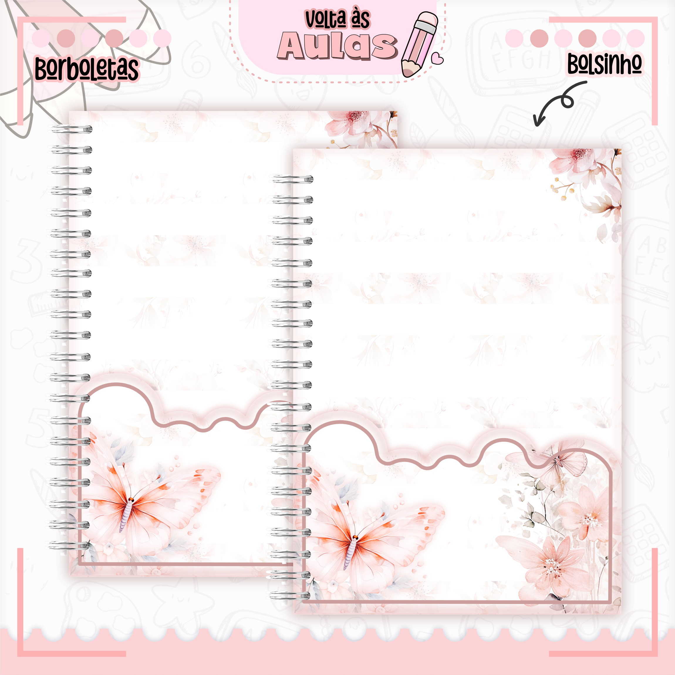Arquivo Encadernação Kit Escolar Borboletas - Lina Criativa 4