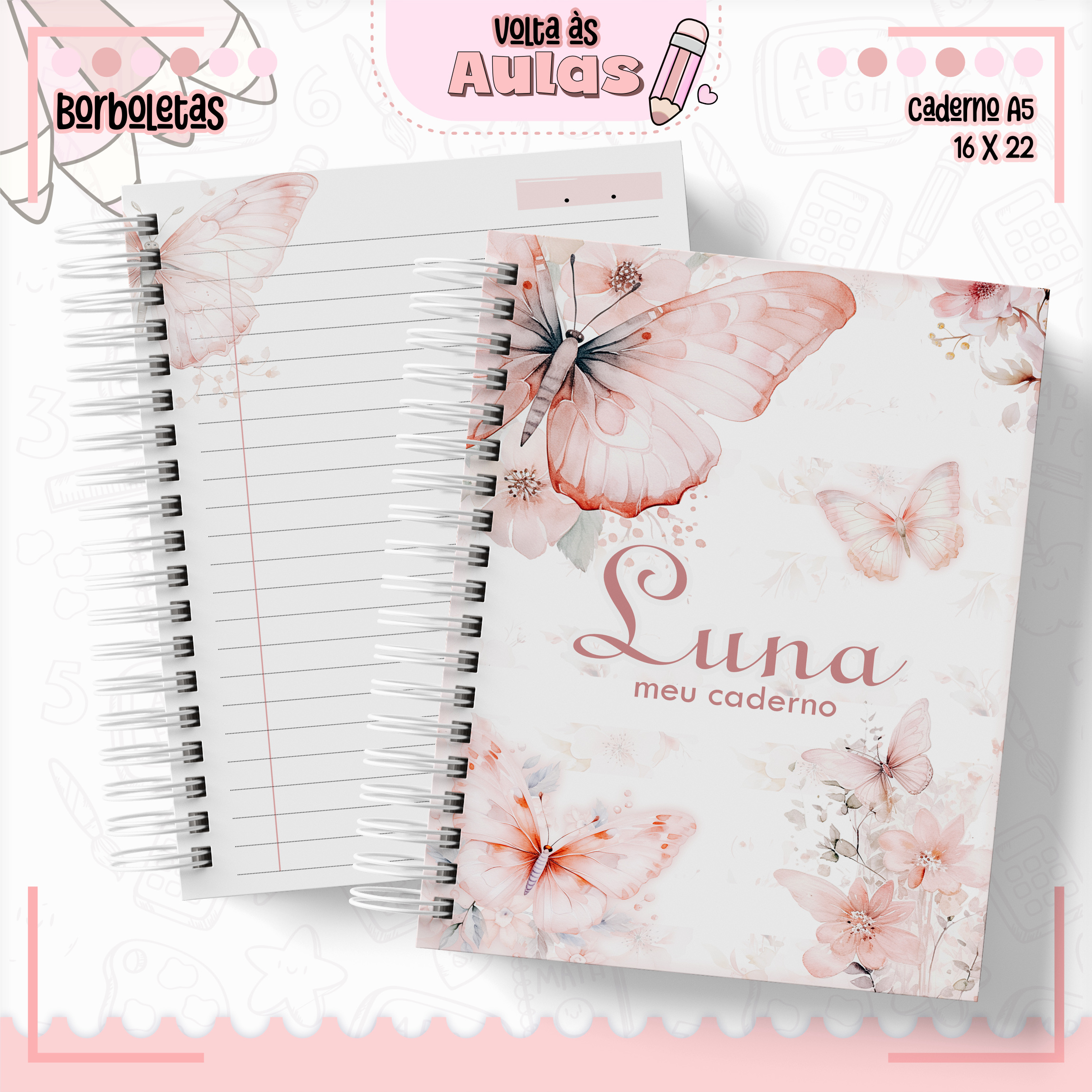 Arquivo Encadernação Kit Escolar Borboletas - Lina Criativa 10