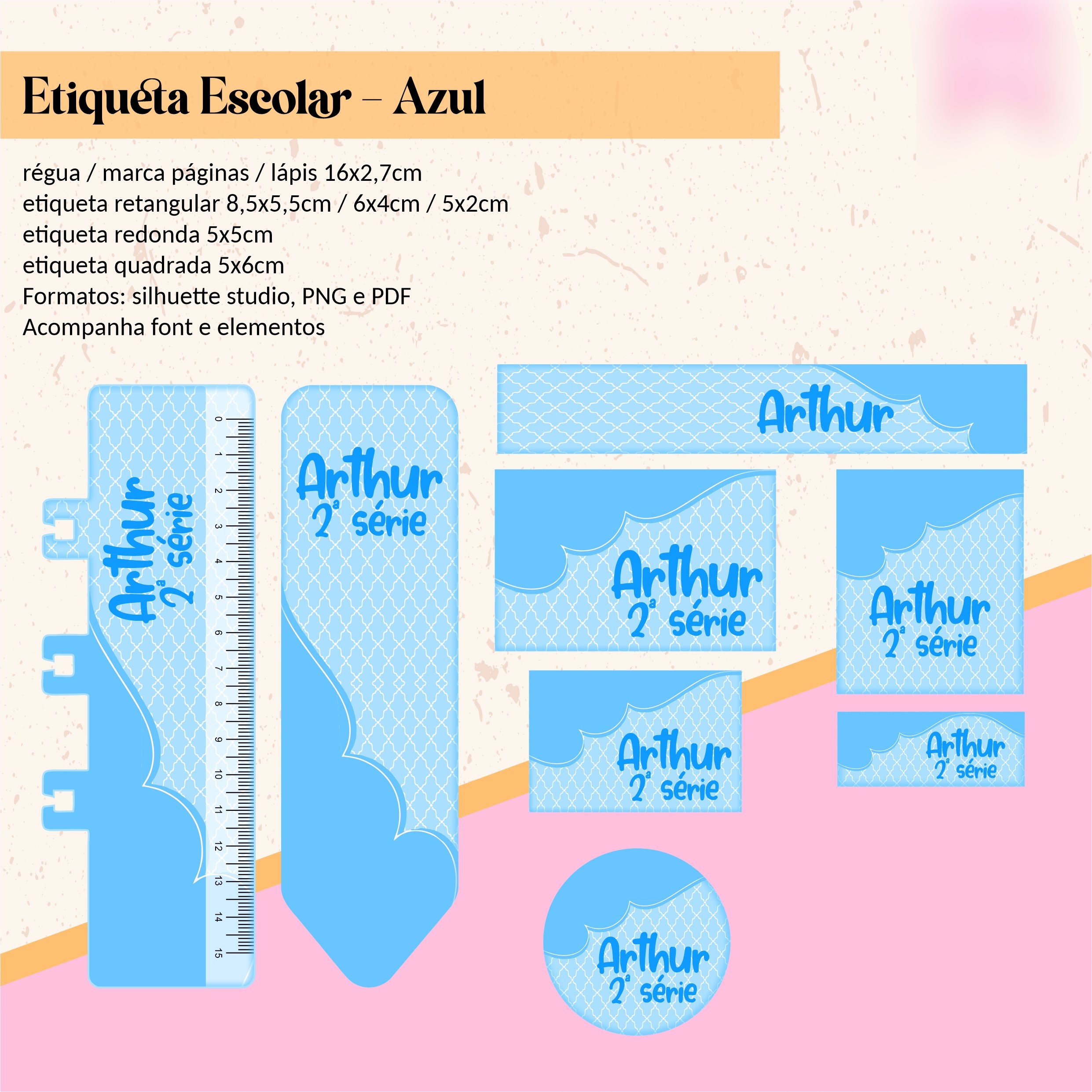 Arquivo Etiqueta Escolar Azul Menino - BM ARQUIVOS 1