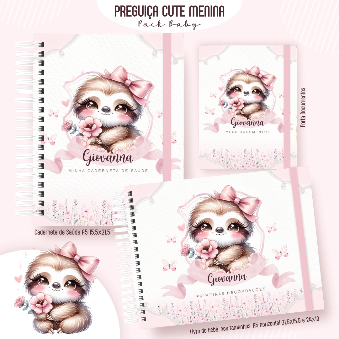 Arquivo Encadernação Baby Preguiça Cute Menina - PAMELLA VIEIRA 1