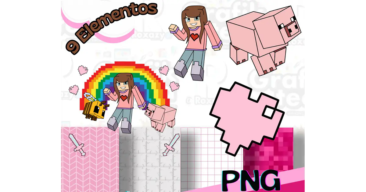 Arquivo Kit Digital Minecraft Rosa