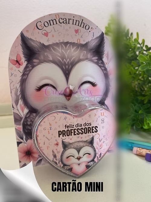 ARQUIVO DIA DOS PROFESSORES CARTAO MINI CORUJINHA - CRISOLART 1