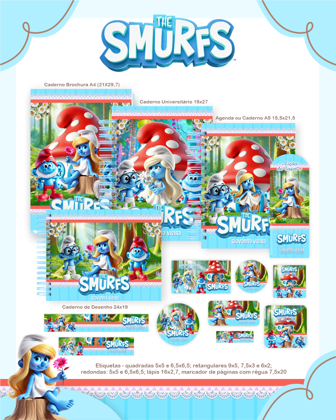 ARQUIVO ESCOLAR THE SMURFS - PAMELLA 1