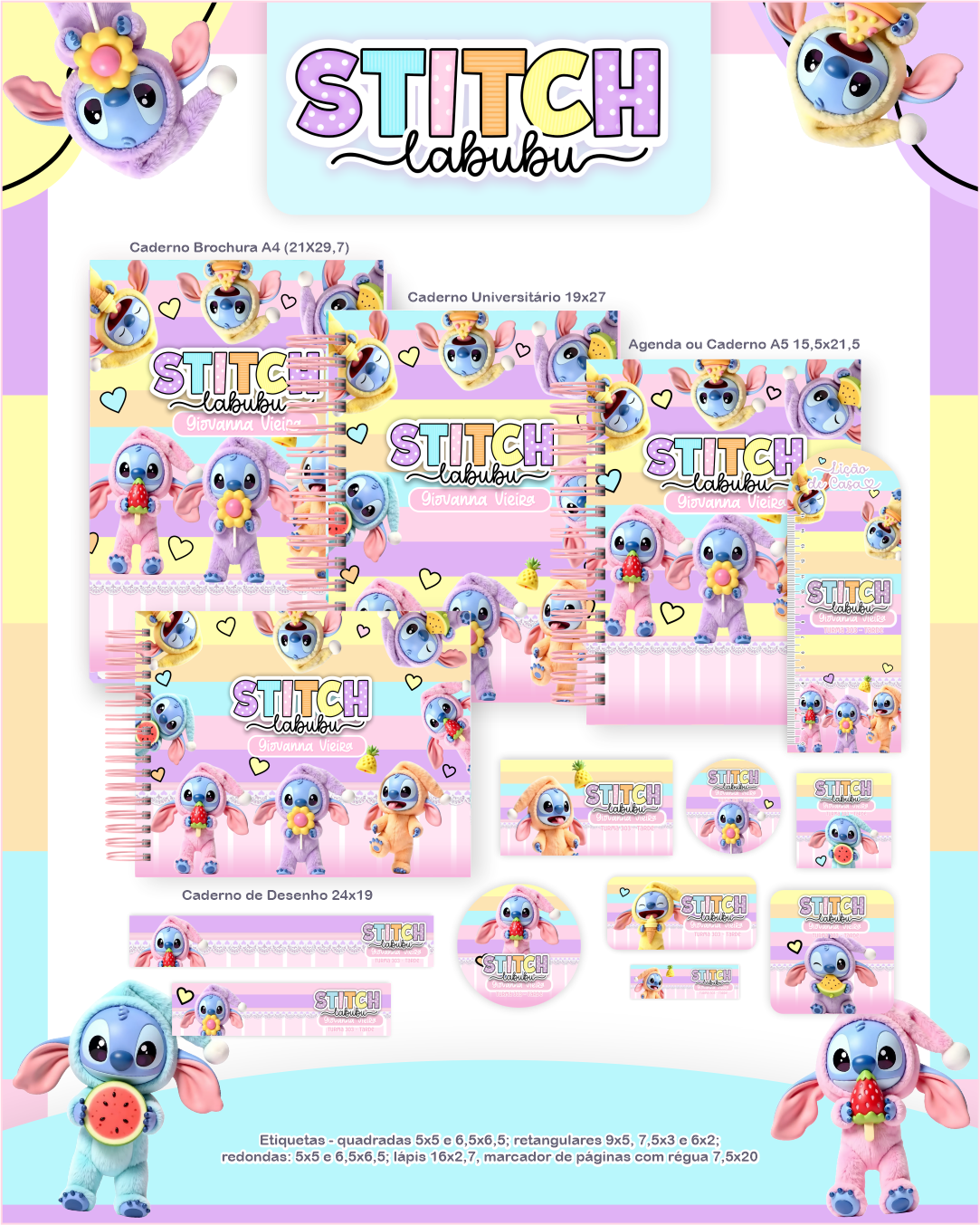ARQUIVO ESCOLAR STITCH LABUBU - PAMELLA 1