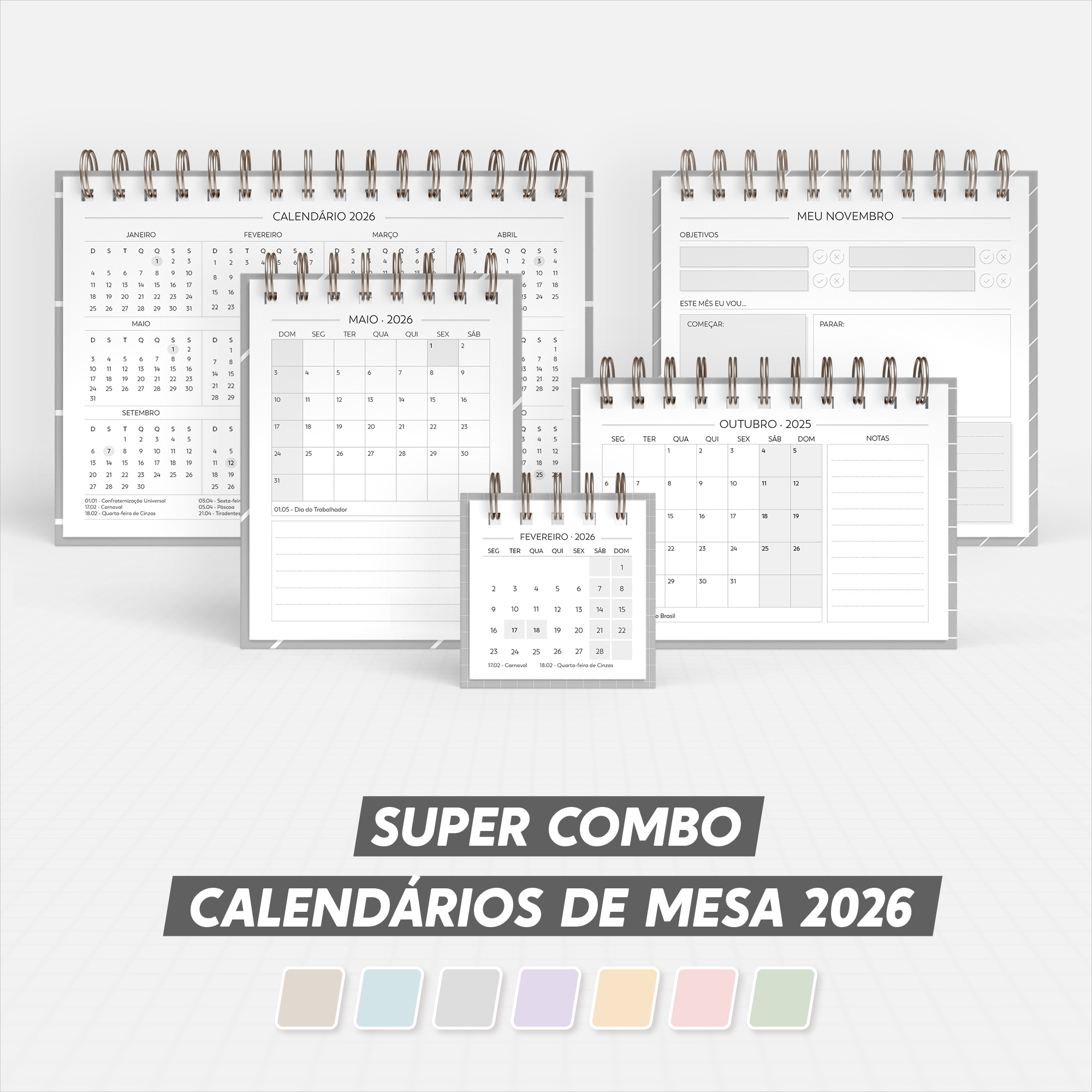 Arquivo Super Combo de Calendário de Mesa 2026 - Nilmara 1