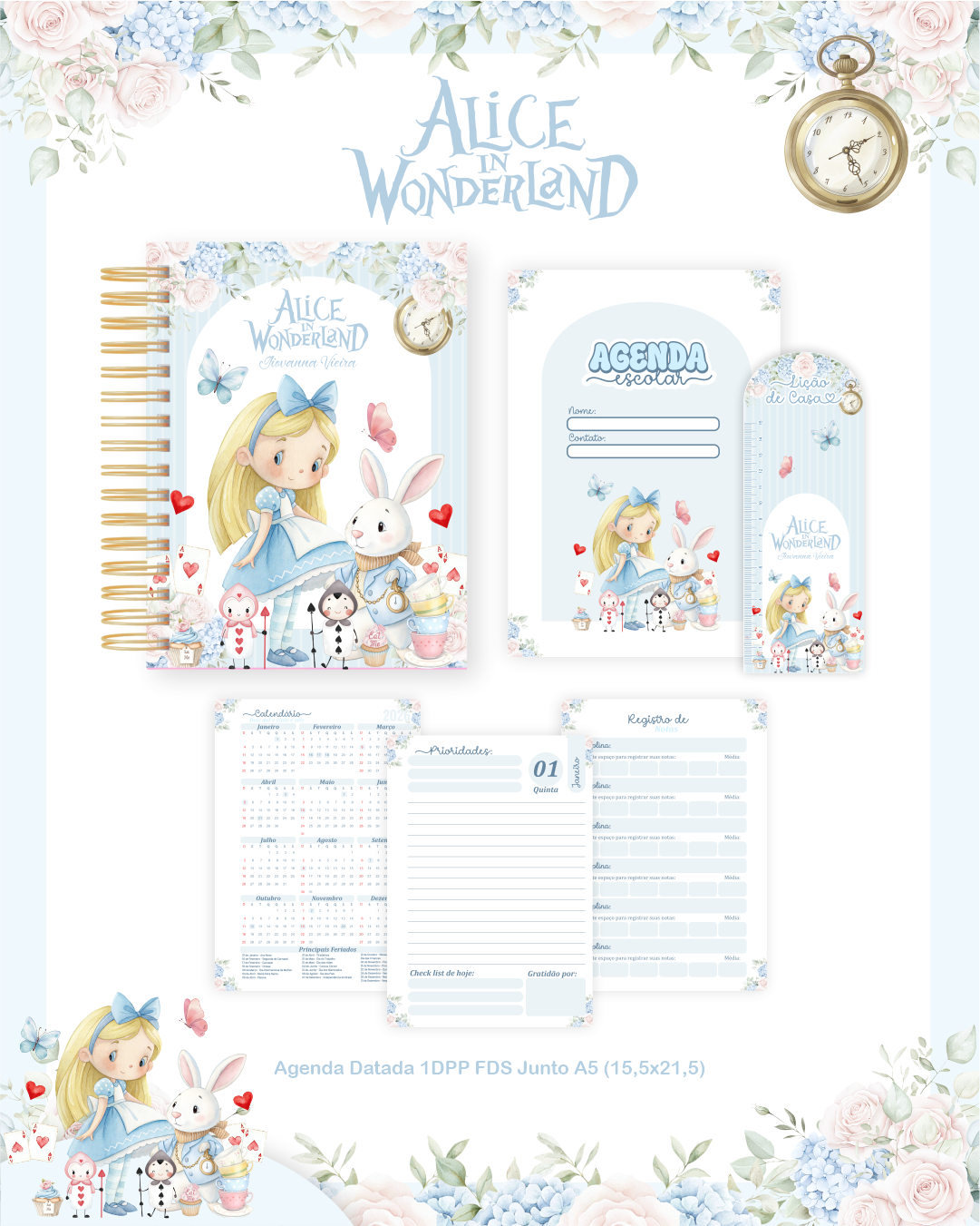 Arquivo Encadernação Escolar 2026 Alice no Pais das Maravilhas - Pamella Vieira 2