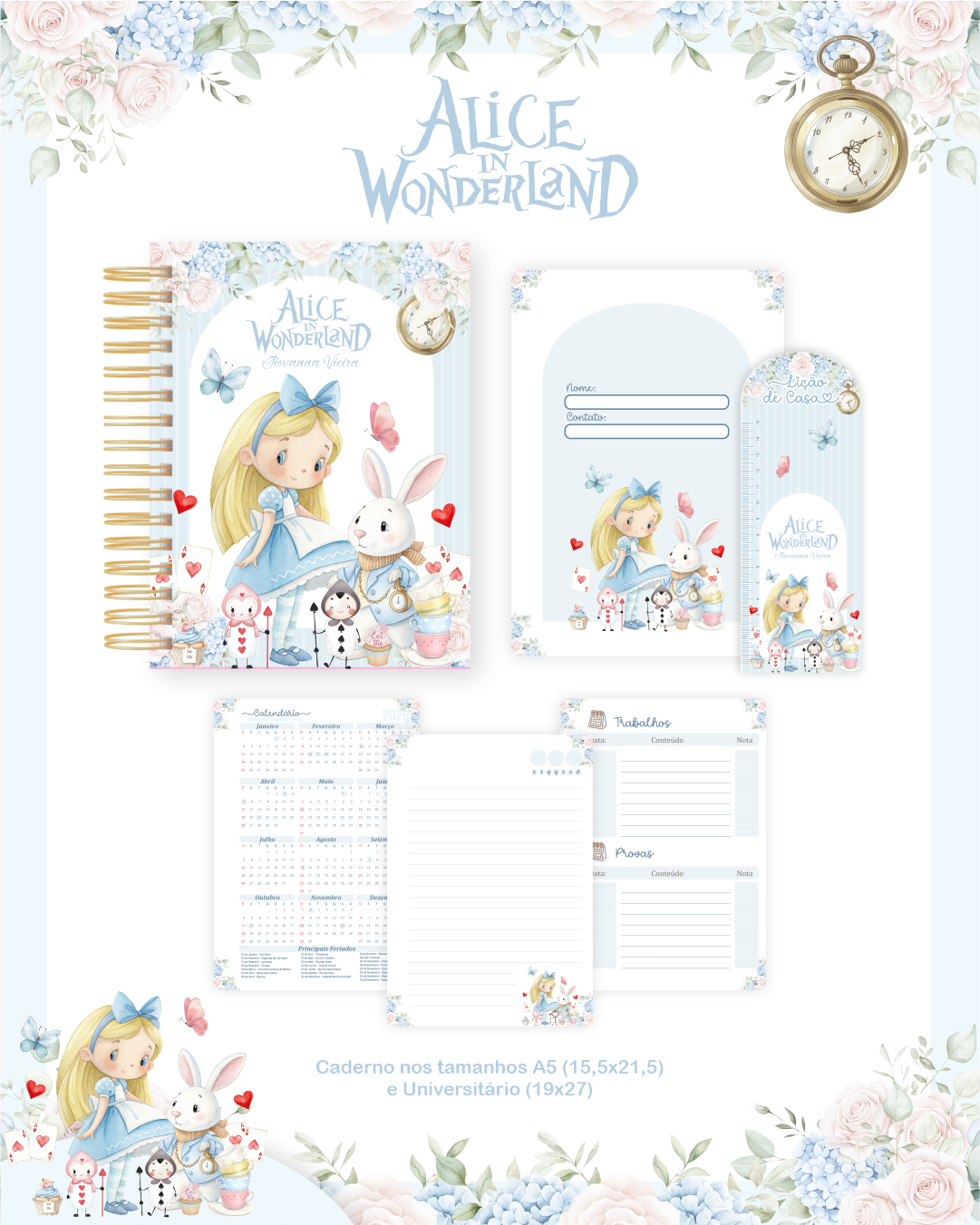Arquivo Encadernação Escolar 2026 Alice no Pais das Maravilhas - Pamella Vieira 3