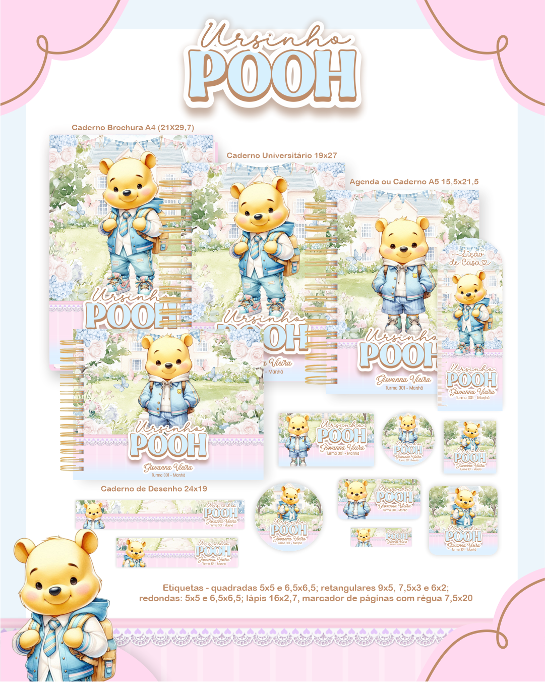 Arquivo Encadernação Escolar 2026 Ursinho Pooh - Pamella Vieira 1