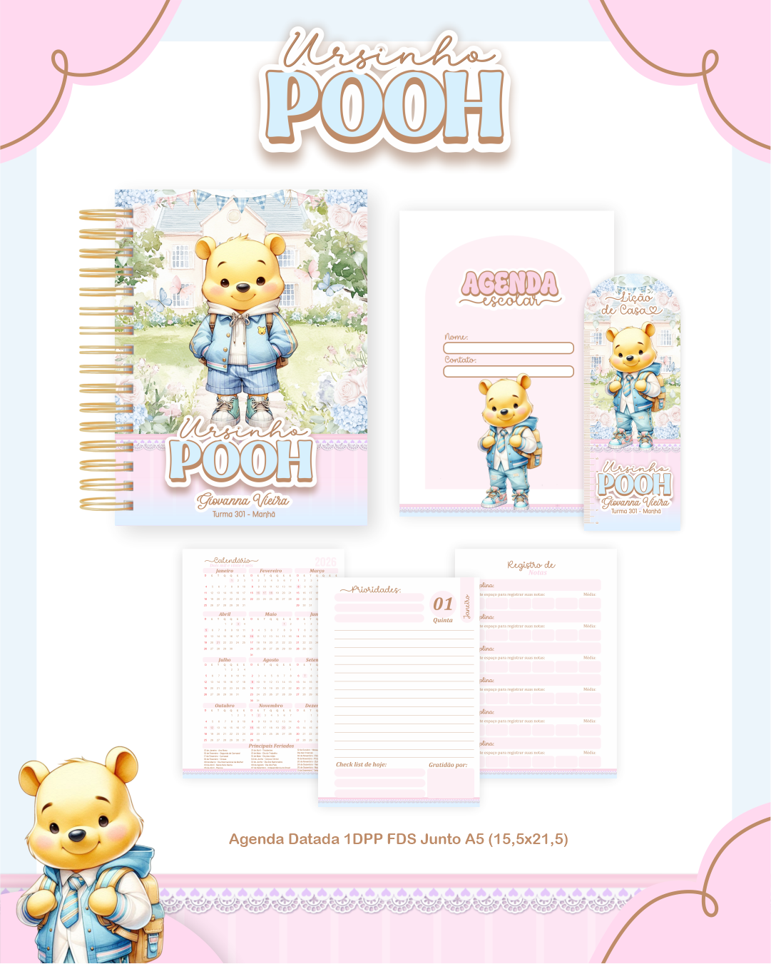 Arquivo Encadernação Escolar 2026 Ursinho Pooh - Pamella Vieira 3