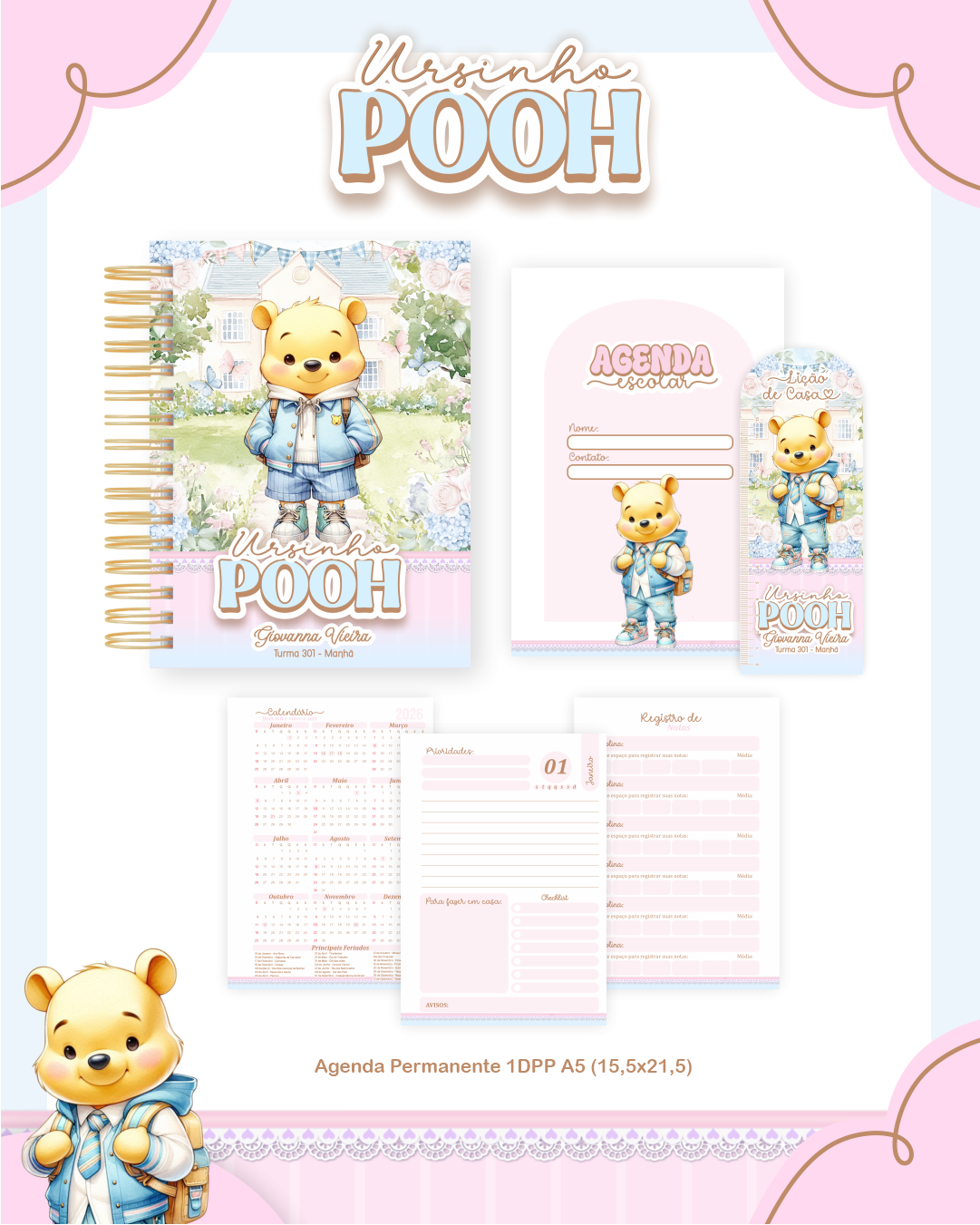 Arquivo Encadernação Escolar 2026 Ursinho Pooh - Pamella Vieira 4