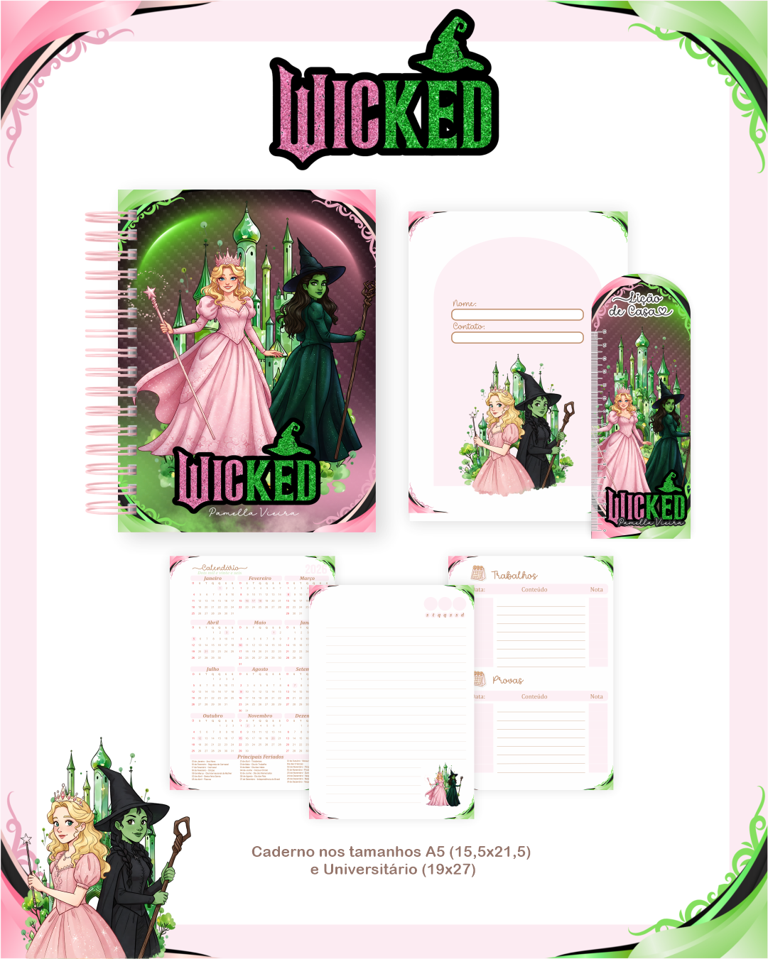 Arquivo Encadernação Escolar 2026 Wicked - Pamella Vieira 3