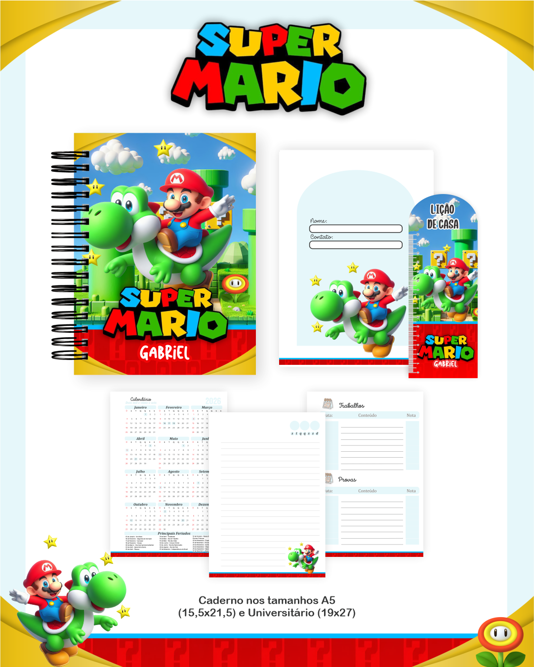 Arquivo Encadernação Escolar 2026 Super Mario - Pamella Vieira 2
