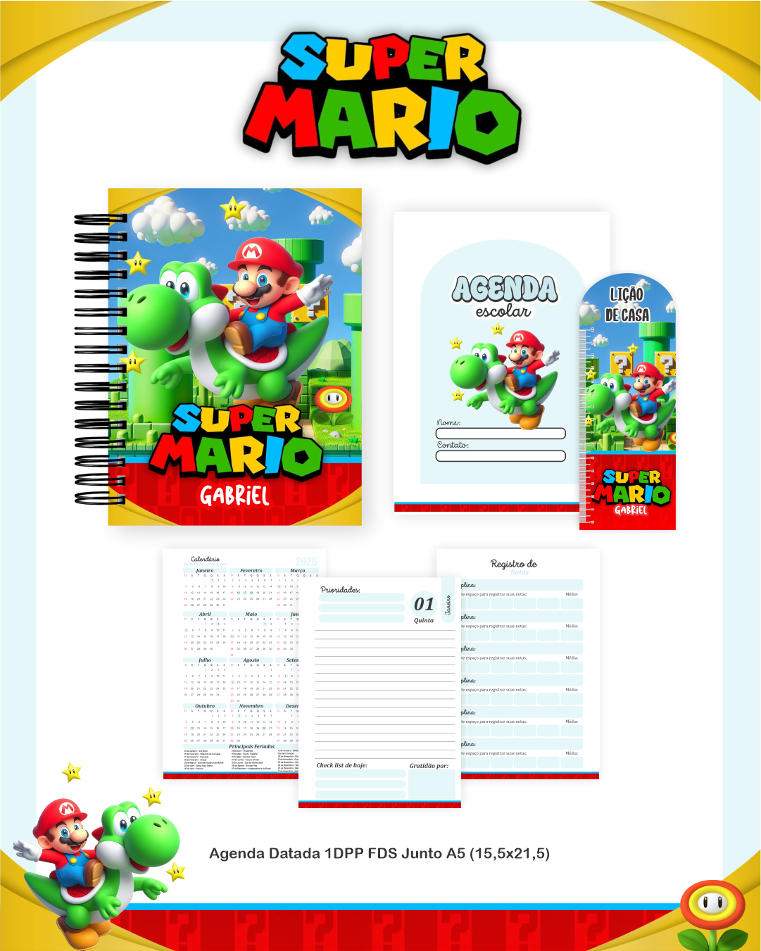 Arquivo Encadernação Escolar 2026 Super Mario - Pamella Vieira 3