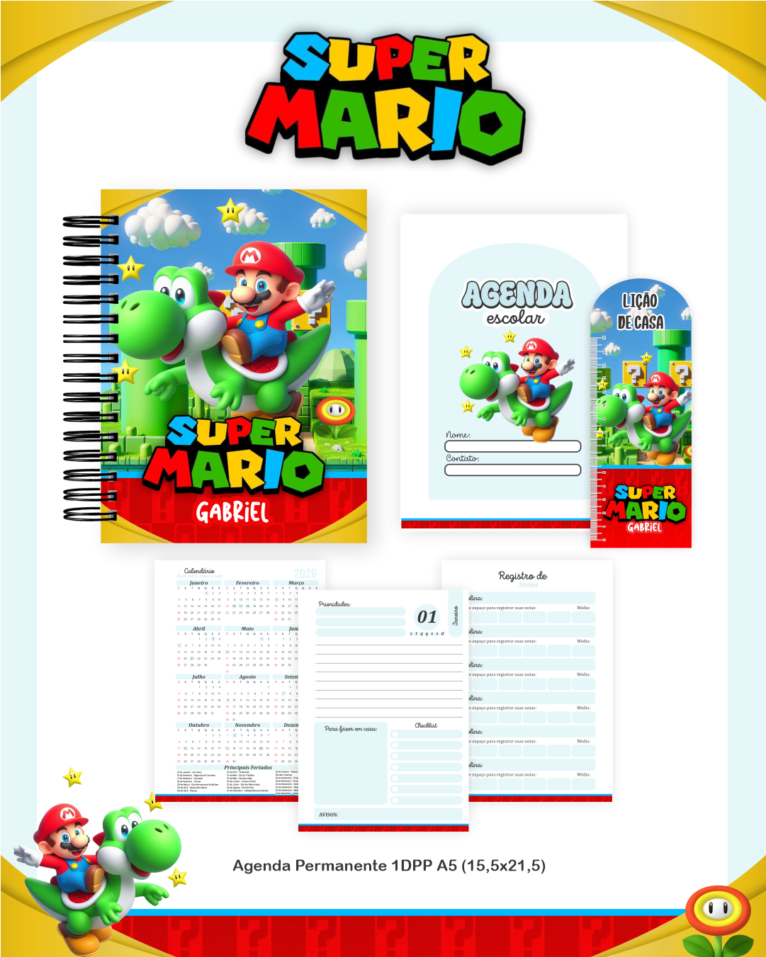 Arquivo Encadernação Escolar 2026 Super Mario - Pamella Vieira 4