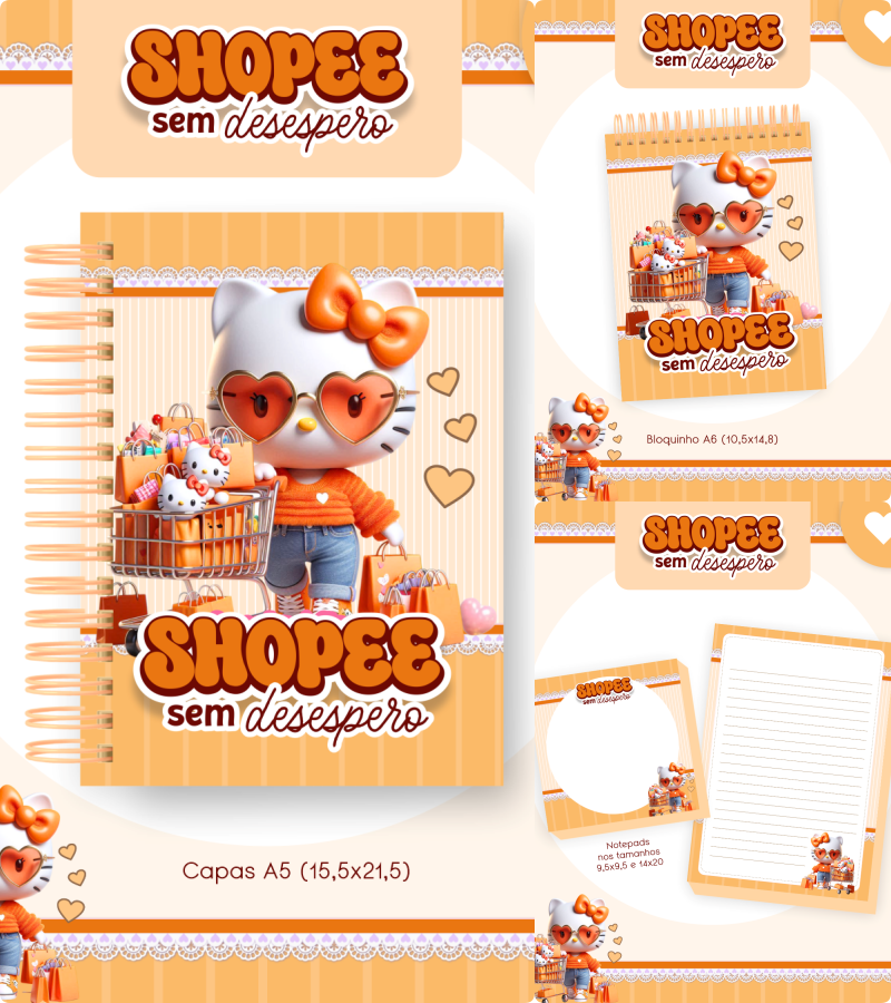 Arquivo Encadernação Combo Financeiro Hello Kitty Shopee - Pamella Vieira 1