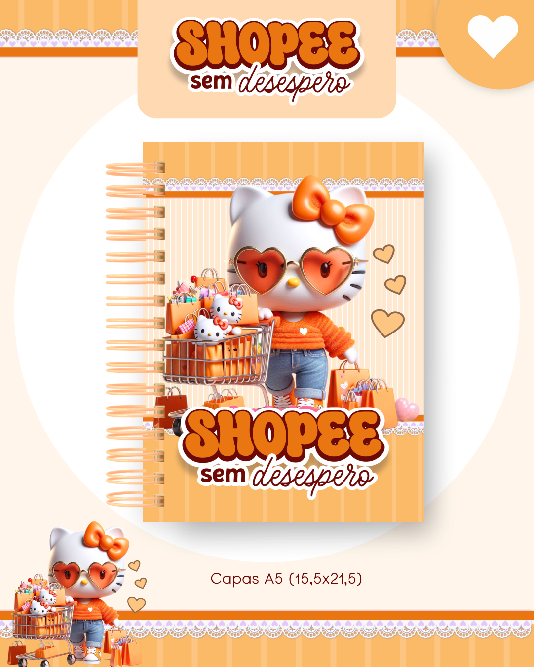 Arquivo Encadernação Combo Financeiro Hello Kitty Shopee - Pamella Vieira 4