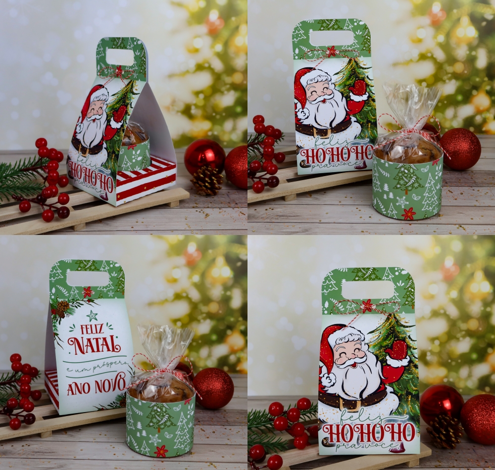 Arquivo Natal Bolsa para Mini Panetone - Chuvinha de Papel  1