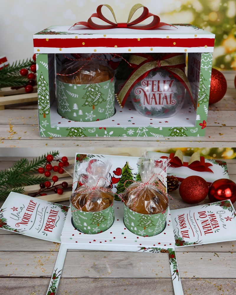 Arquivo Natal Caixa 2 Mini Panetones ou Esfera - Chuvinha de Papel 1