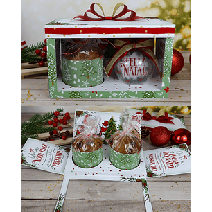 Arquivo Natal Caixa 2 Mini Panetones ou Esfera - Chuvinha de Papel