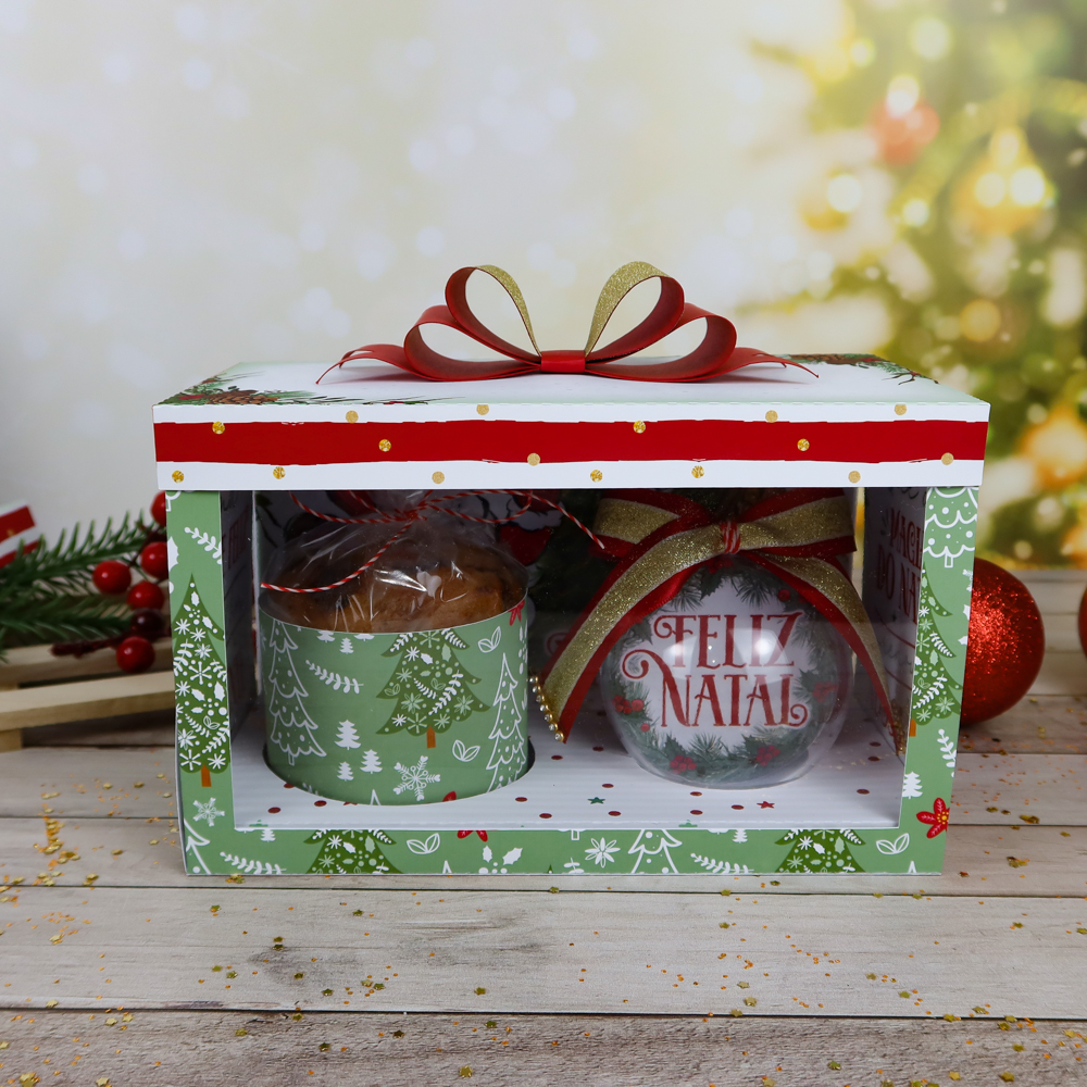 Arquivo Natal Caixa 2 Mini Panetones ou Esfera - Chuvinha de Papel 2