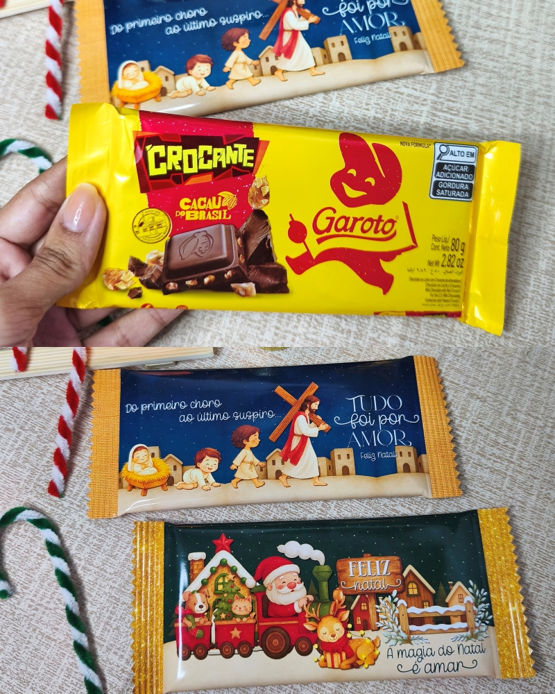 Arquivo Natal Rótulo Barra de Chocolate Garoto - DESENHITOS DA JANA 1