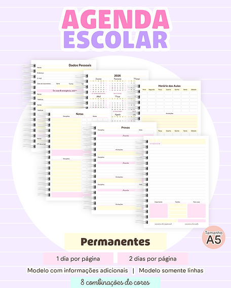 Arquivo Agendas Escolares 2026 e Permanentes - LETTERINHAS 6