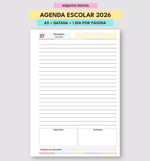 Arquivo Agenda Escolar 2026 Datada A5 1DPP - Mascute 2