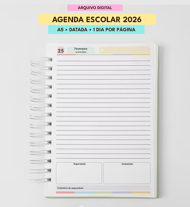 Arquivo Agenda Escolar 2026 Datada A5 1DPP - Mascute 3