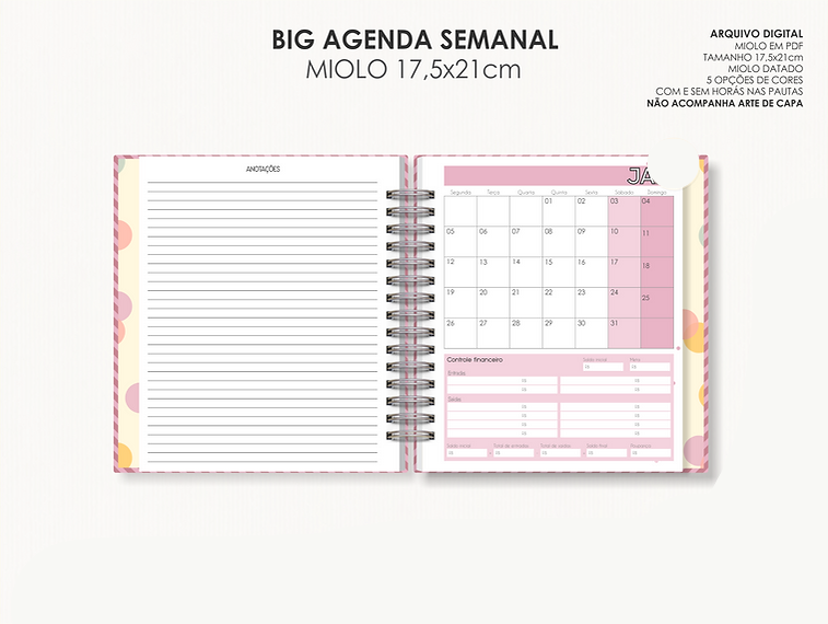 Arquivo Big Agenda Visão Semanal - Moldes da Lê 2