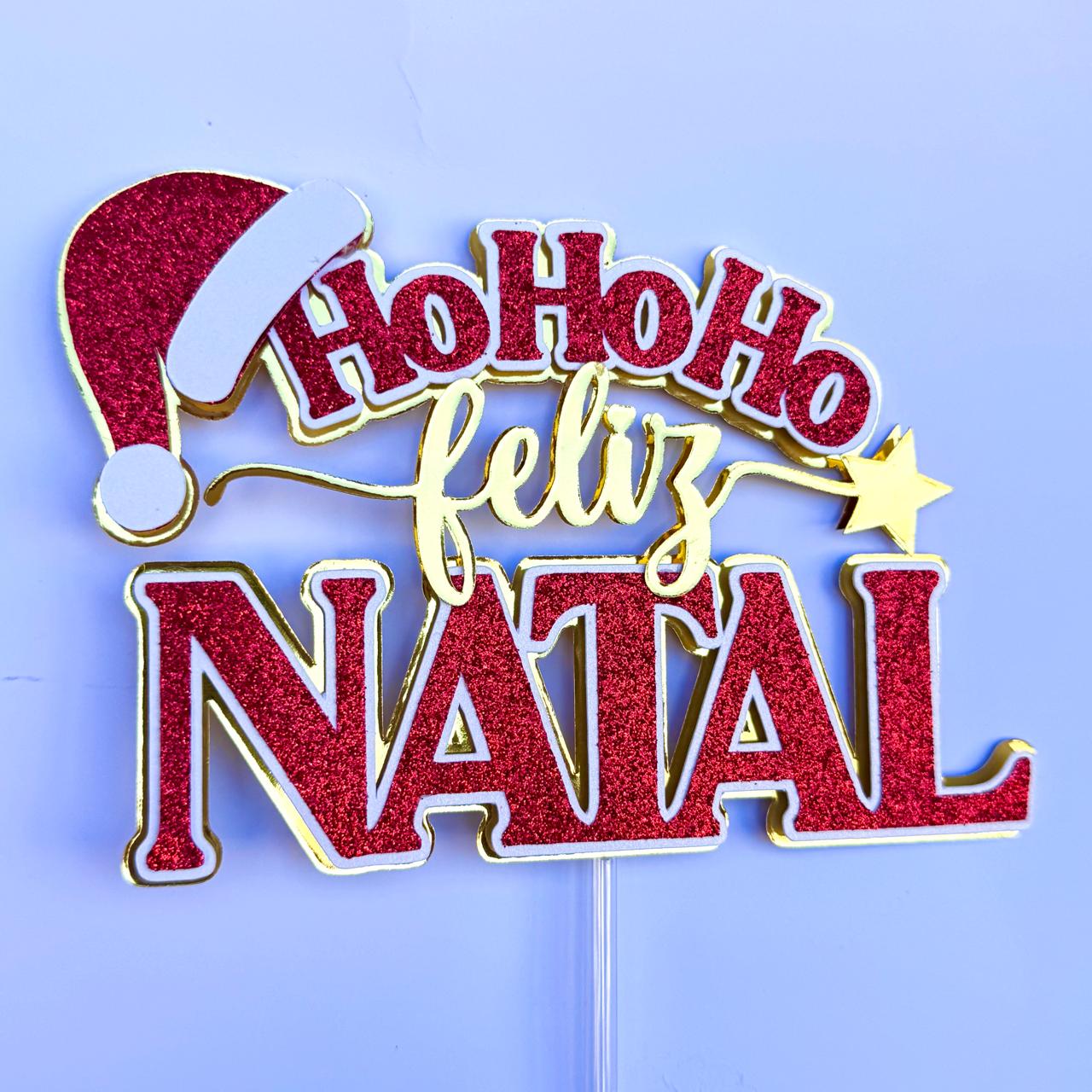 Arquivo Natal Topo de Bolo Ho ho ho Feliz Natal 1