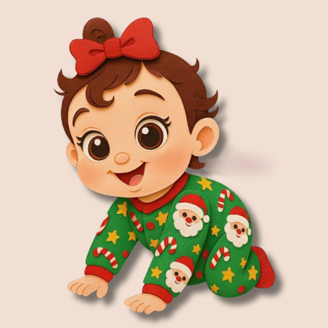 Arquivo Natal Topo de Bolo Bebê com Pijama Natalino (Em camadas) 1