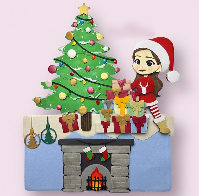 Arquivo Natal Topo de Bolo Pilha de Presentes (Em camadas) 1