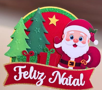 Arquivo Natal Topo de Bolo Feliz Natal com Noel - Topper de Luxo 1