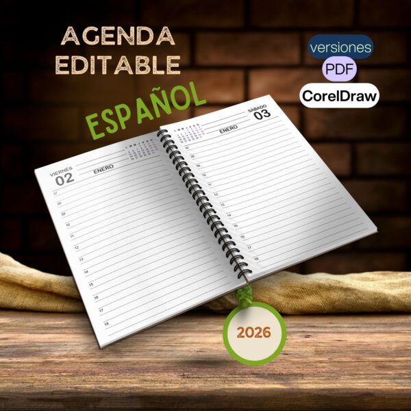 Arquivo Agenda 2026 Editável em Espanhol 1
