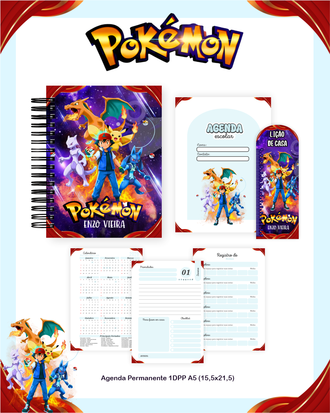 Arquivo Encadernação Escolar 2026 Pokémon 3