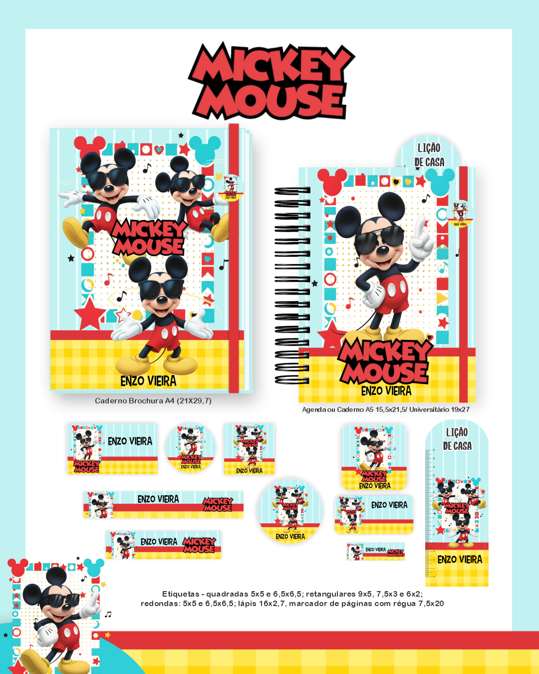 Arquivo Encadernação Escolar 2026 Mickey Mouse 4