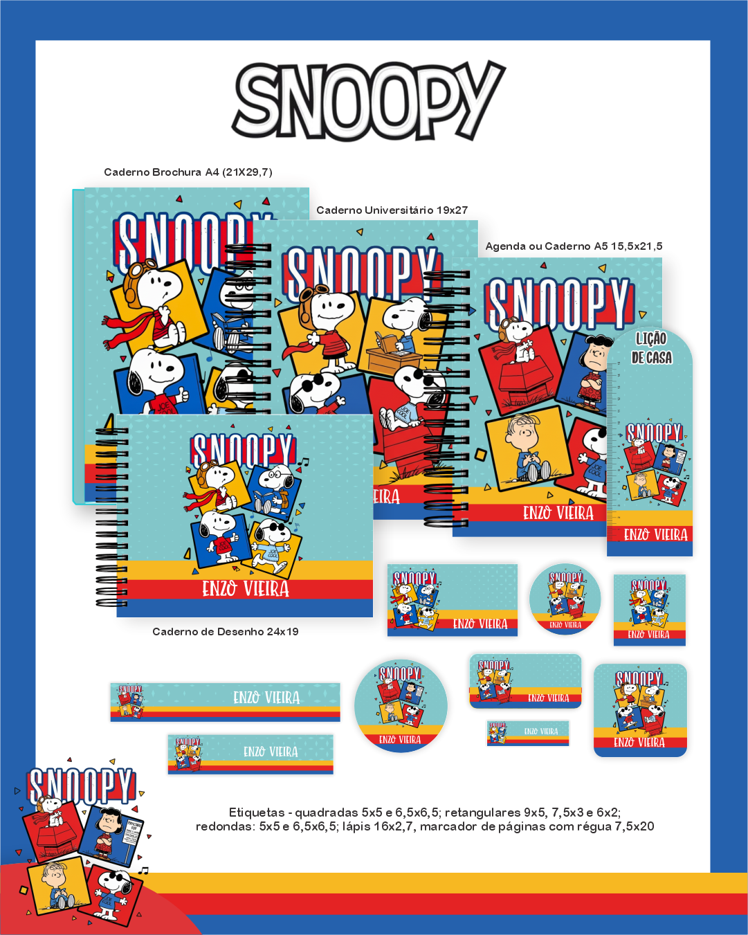 Arquivo Encadernação Escolar 2026 Snoopy 1
