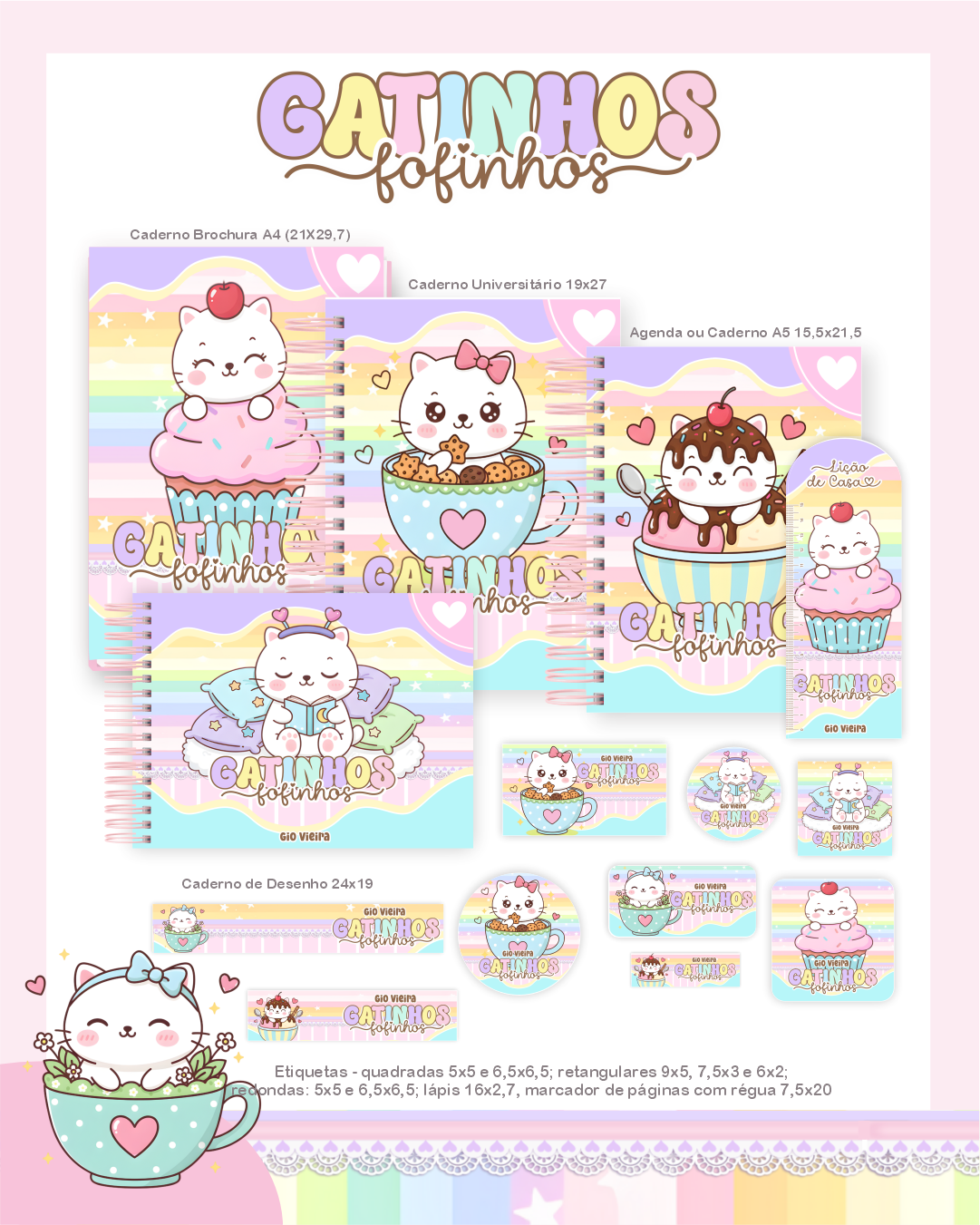 Arquivo Encadernação Escolar 2026 Gatinhos 1