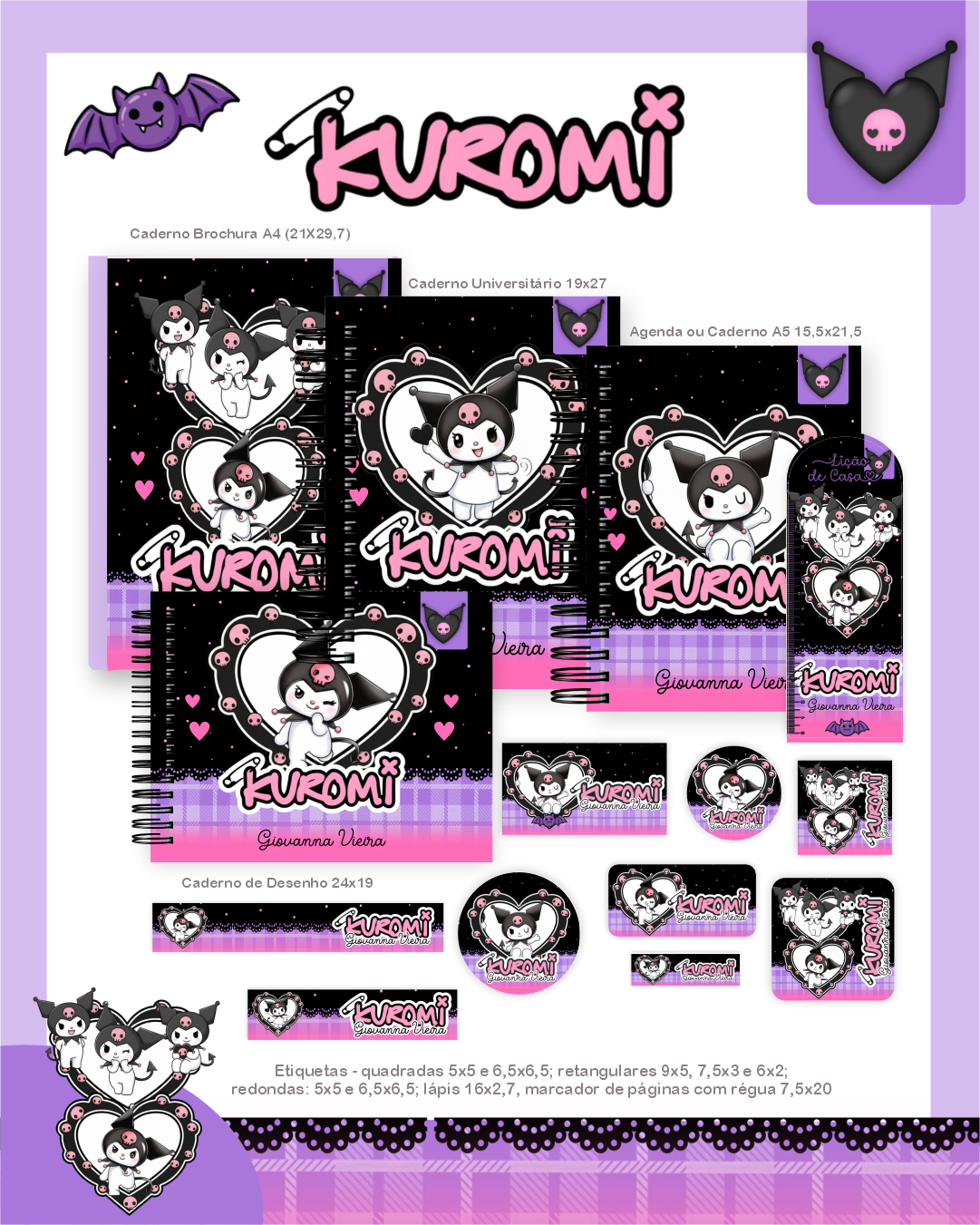 Arquivo Encadernação Escolar 2026 Kuromi 1