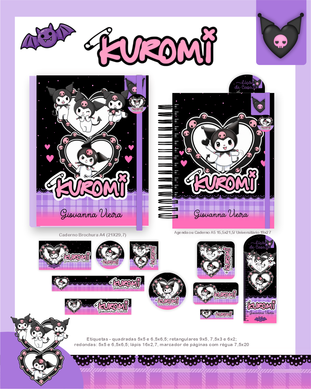 Arquivo Encadernação Escolar 2026 Kuromi 5