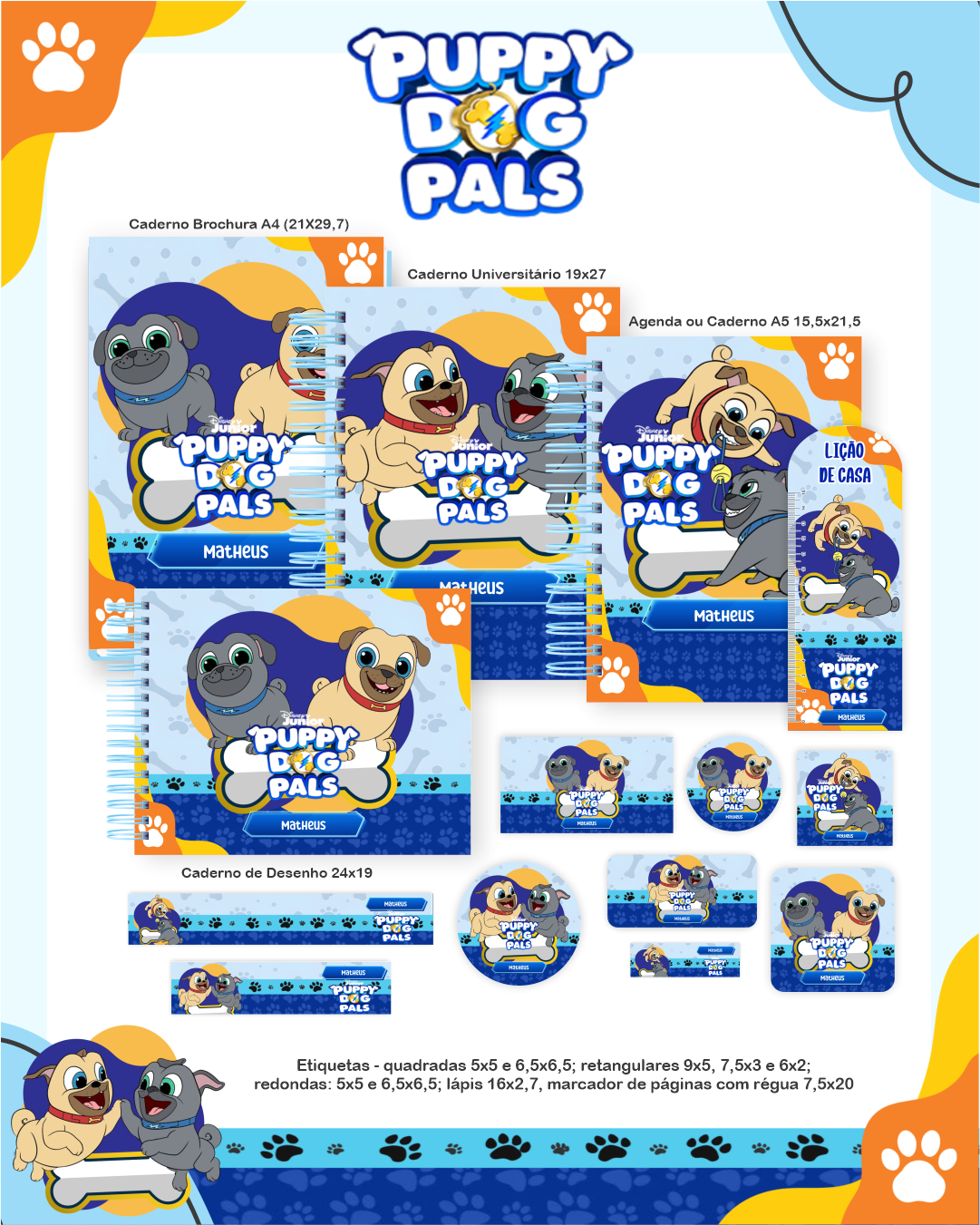 Arquivo Encadernação Escolar 2026 Puppy Dog 1