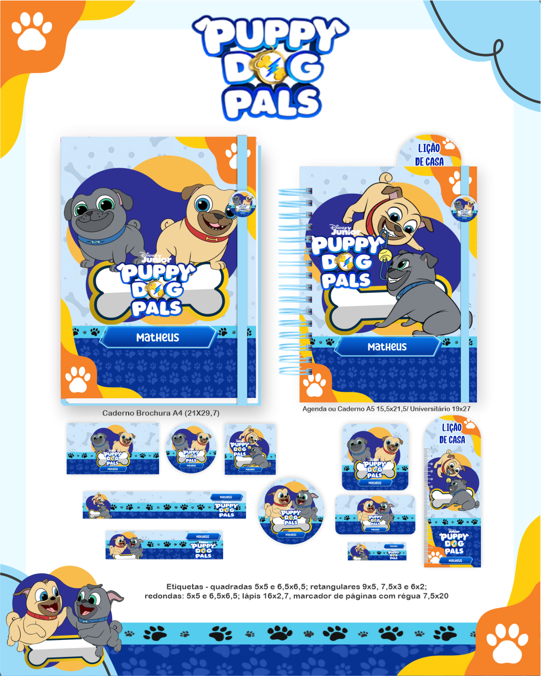 Arquivo Encadernação Escolar 2026 Puppy Dog 5