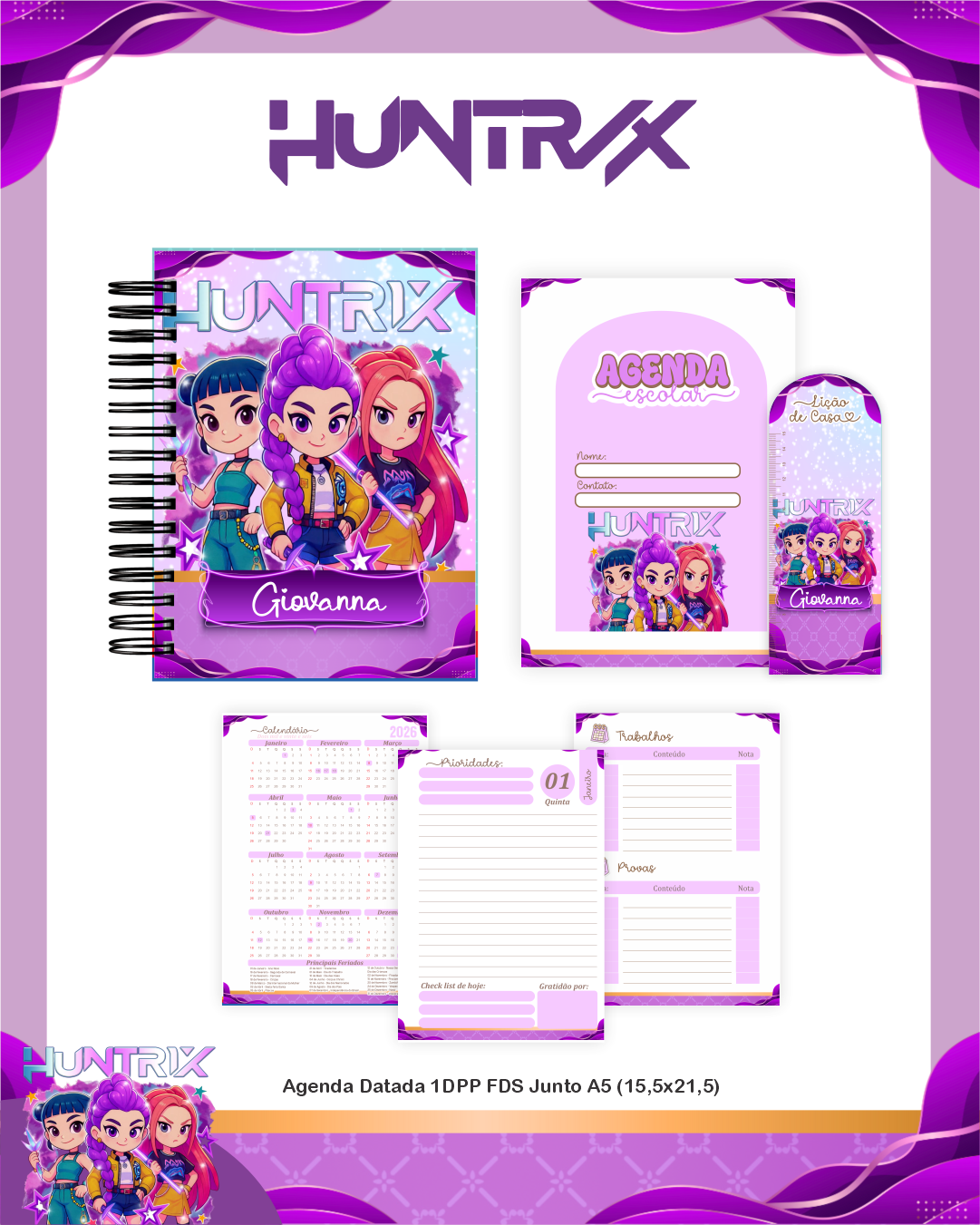 Arquivo Encadernação Escolar 2026 Guerreiras do Kpop 2