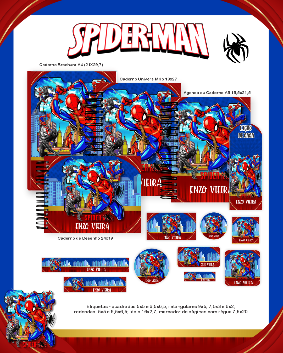 Arquivo Encadernação Escolar 2026 Homem Aranha 1
