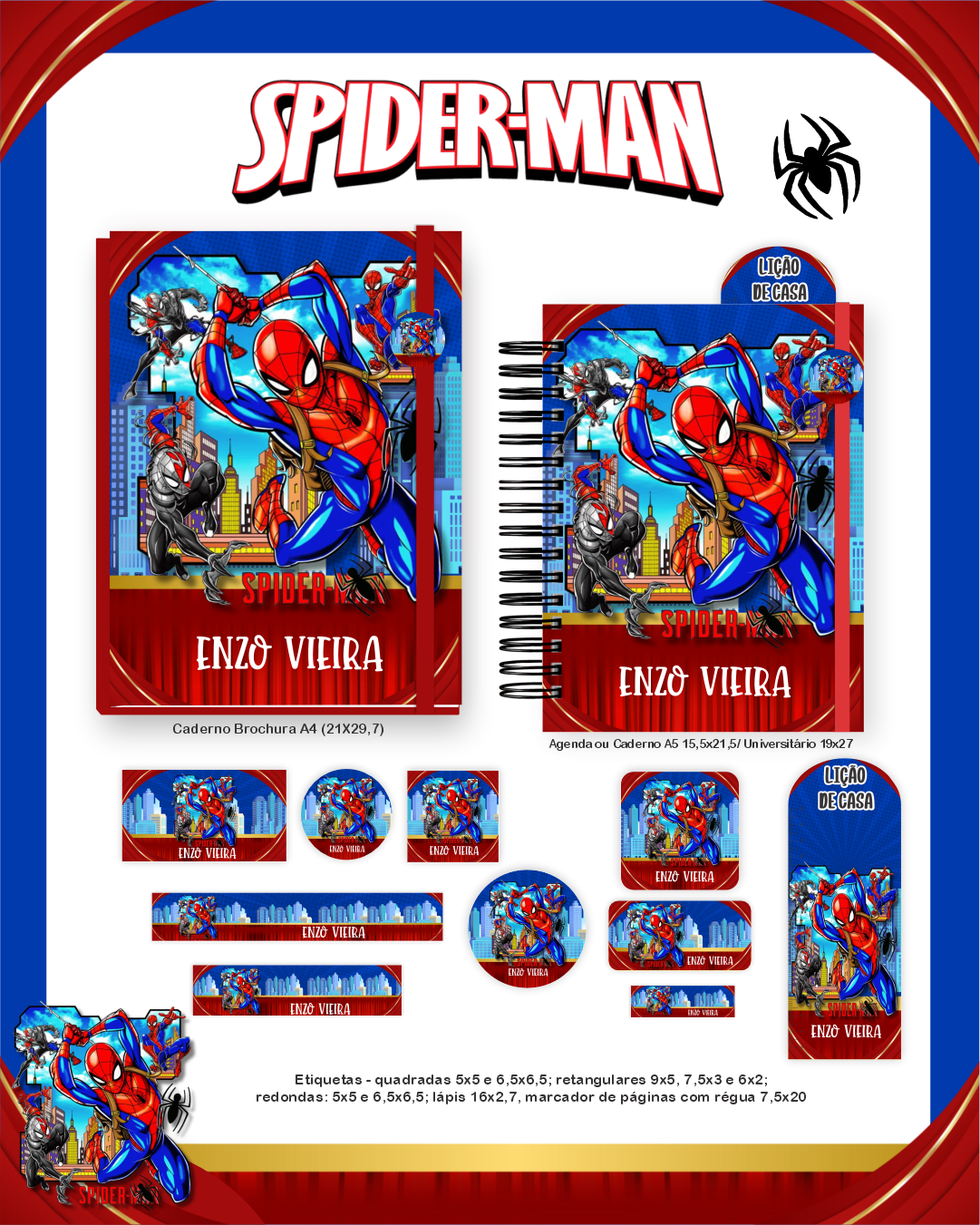 Arquivo Encadernação Escolar 2026 Homem Aranha 2