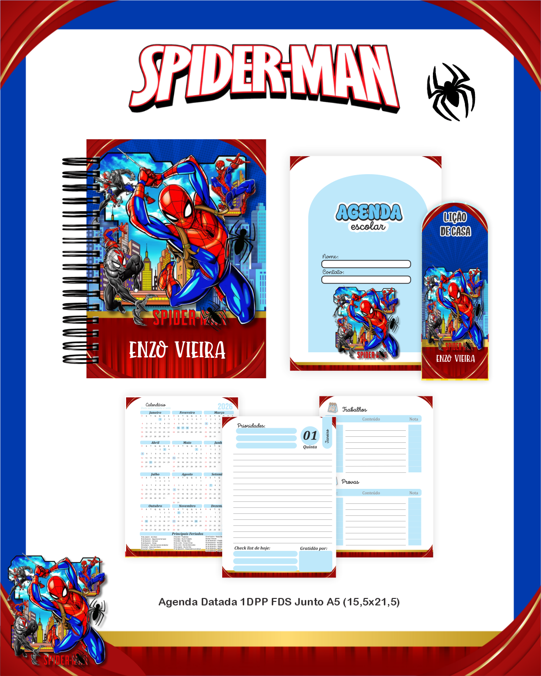 Arquivo Encadernação Escolar 2026 Homem Aranha 3